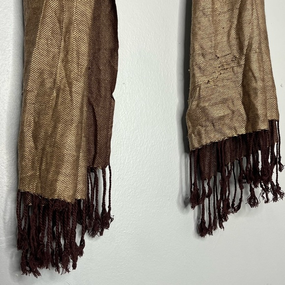 Brown Pashmina Fringe Scarf H - Picture 3 of 8